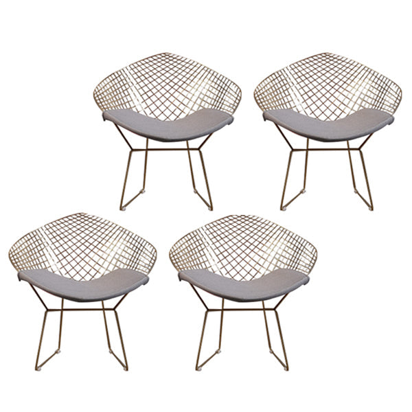 Scandinavian Armless Dining Chairs Upholstered Dining Side Chairs with Metal Legs Grey 4 Piece Set Brass Gold Clearhalo ' kitchen&dining_furn' 'Dining Chairs' 'Dining Tables & Seating' 'dining_chair' 'furn' 'furn_dining_chair' 'Furniture' 'furniture_dining_chair' 'Kitchen & Dining Furniture' 'kitchen' 4118334