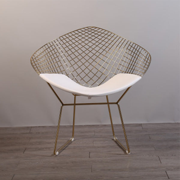 Scandinavian Armless Dining Chairs Upholstered Dining Side Chairs with Metal Legs White 1 Piece Brass Gold Clearhalo ' kitchen&dining_furn' 'Dining Chairs' 'Dining Tables & Seating' 'dining_chair' 'furn' 'furn_dining_chair' 'Furniture' 'furniture_dining_chair' 'Kitchen & Dining Furniture' 'kitchen' 4118335