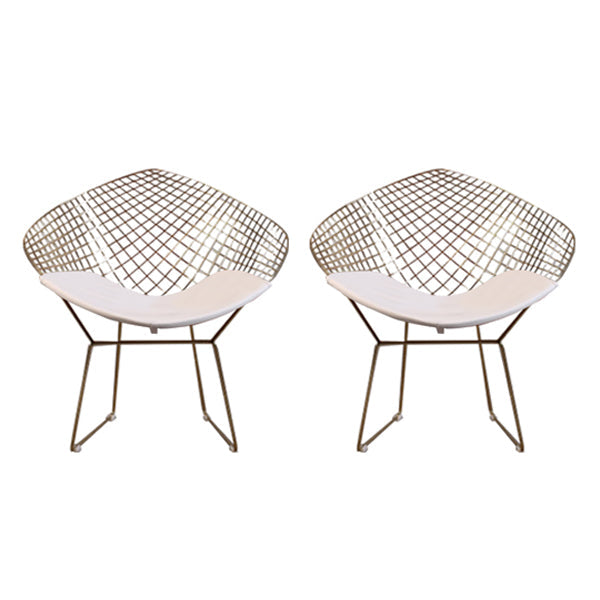Scandinavian Armless Dining Chairs Upholstered Dining Side Chairs with Metal Legs White 2 Piece Set Brass Gold Clearhalo ' kitchen&dining_furn' 'Dining Chairs' 'Dining Tables & Seating' 'dining_chair' 'furn' 'furn_dining_chair' 'Furniture' 'furniture_dining_chair' 'Kitchen & Dining Furniture' 'kitchen' 4118336