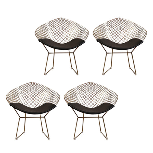 Scandinavian Armless Dining Chairs Upholstered Dining Side Chairs with Metal Legs Black 4 Piece Set Brass Gold Clearhalo ' kitchen&dining_furn' 'Dining Chairs' 'Dining Tables & Seating' 'dining_chair' 'furn' 'furn_dining_chair' 'Furniture' 'furniture_dining_chair' 'Kitchen & Dining Furniture' 'kitchen' 4118340