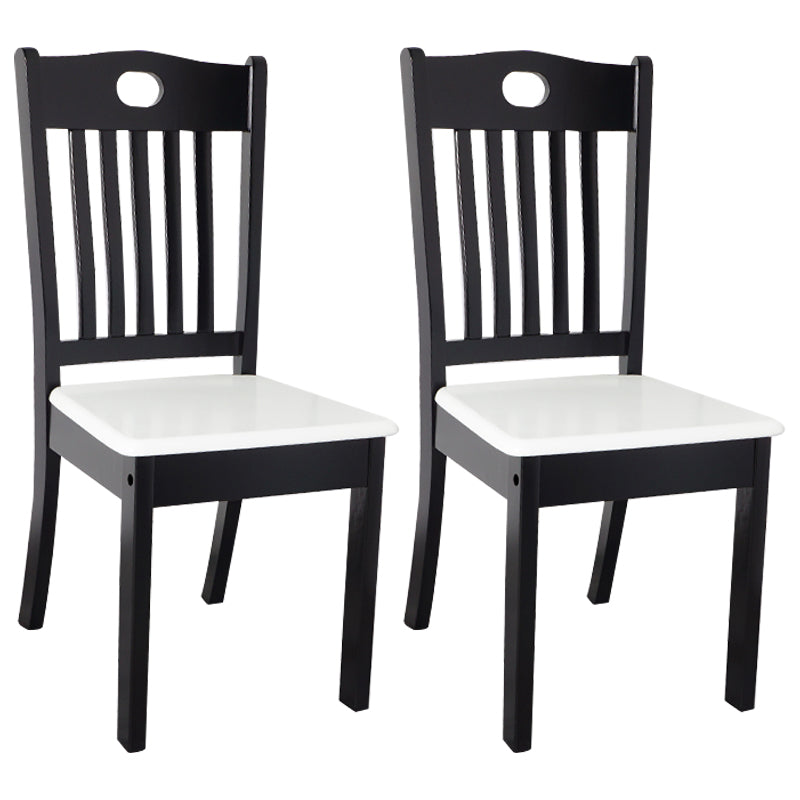 Home Armless Dining Chairs Slat Back Side Chair with Wood Legs (Set of 2) Black-White Clearhalo ' kitchen&dining_furn' 'Dining Chairs' 'Dining Tables & Seating' 'dining_chair' 'furn' 'furn_dining_chair' 'Furniture' 'furniture_dining_chair' 'Kitchen & Dining Furniture' 'kitchen' 4118352