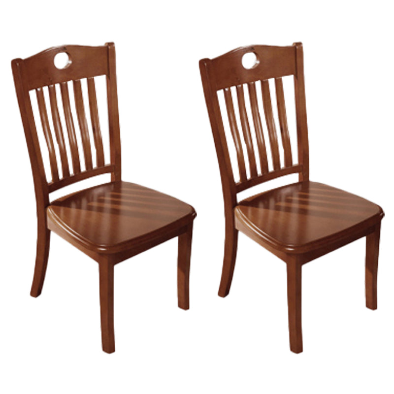 Home Armless Dining Chairs Slat Back Side Chair with Wood Legs (Set of 2) Walnut Clearhalo ' kitchen&dining_furn' 'Dining Chairs' 'Dining Tables & Seating' 'dining_chair' 'furn' 'furn_dining_chair' 'Furniture' 'furniture_dining_chair' 'Kitchen & Dining Furniture' 'kitchen' 4118356