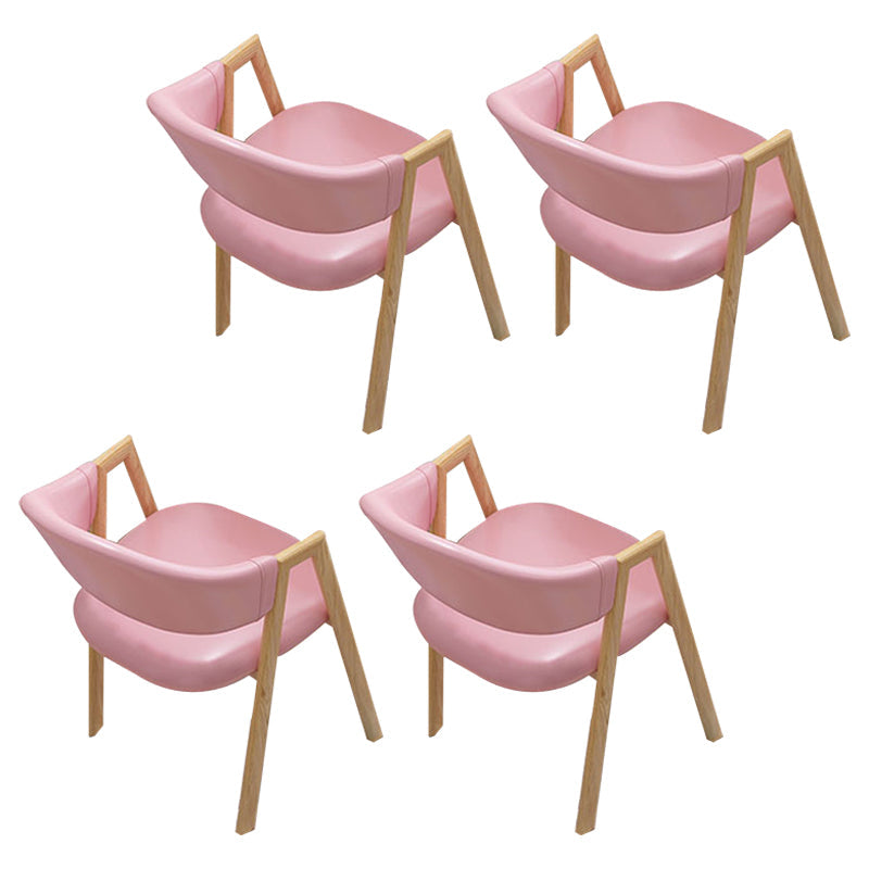 Modern Dining Arm Chairs Upholstered Dining Armchair with Metal Legs (Set of 4) Pink Clearhalo ' kitchen&dining_furn' 'Dining Chairs' 'Dining Tables & Seating' 'dining_chair' 'furn' 'furn_dining_chair' 'Furniture' 'furniture_dining_chair' 'Kitchen & Dining Furniture' 'kitchen' 4118371
