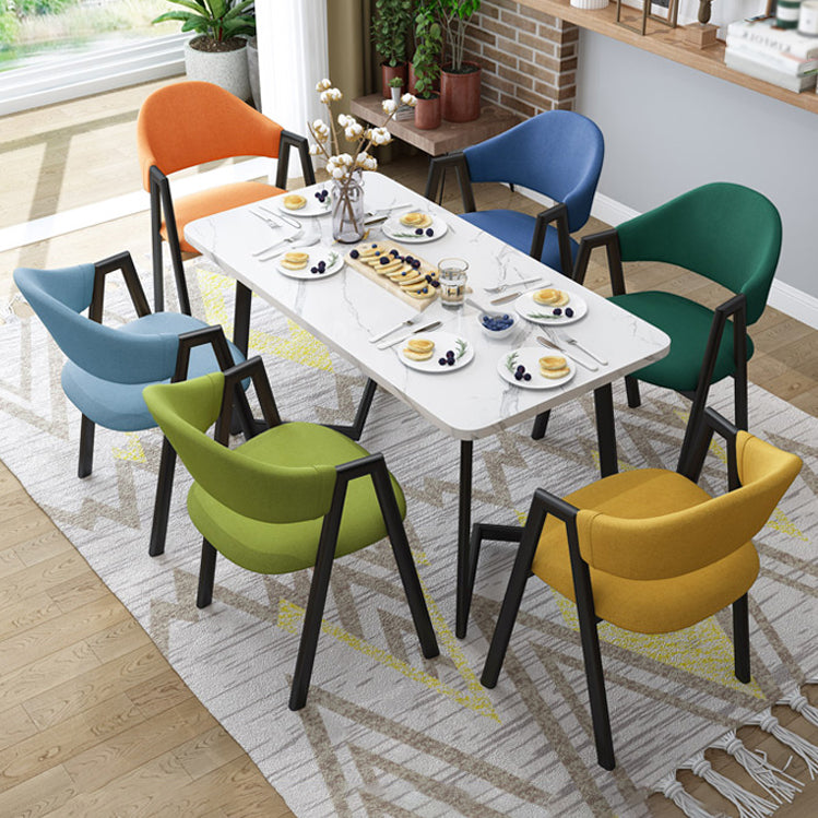 Modern Dining Arm Chairs Upholstered Dining Armchair with Metal Legs (Set of 4) Clearhalo ' kitchen&dining_furn' 'Dining Chairs' 'Dining Tables & Seating' 'dining_chair' 'furn' 'furn_dining_chair' 'Furniture' 'furniture_dining_chair' 'Kitchen & Dining Furniture' 'kitchen' 4118375