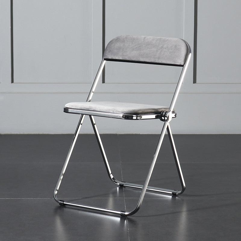 Foldable Dining Side Chair Open Back Armless Single Dining Chair with Metal Legs Grey Clearhalo ' kitchen&dining_furn' 'Dining Chairs' 'Dining Tables & Seating' 'dining_chair' 'furn' 'furn_dining_chair' 'Furniture' 'furniture_dining_chair' 'Kitchen & Dining Furniture' 'kitchen' 4118393