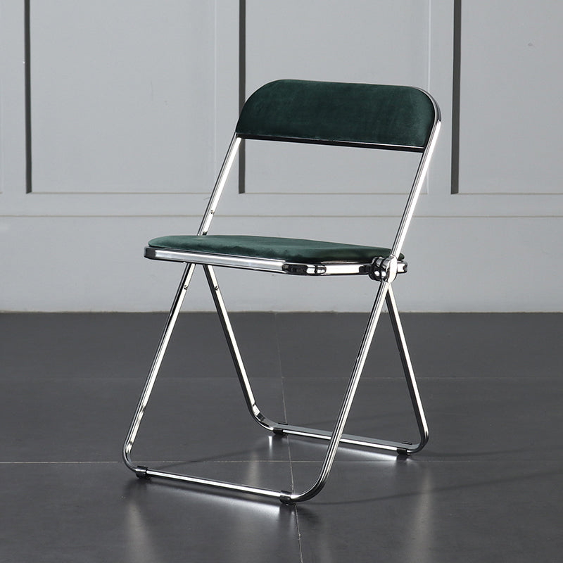 Foldable Dining Side Chair Open Back Armless Single Dining Chair with Metal Legs Blackish Green Clearhalo ' kitchen&dining_furn' 'Dining Chairs' 'Dining Tables & Seating' 'dining_chair' 'furn' 'furn_dining_chair' 'Furniture' 'furniture_dining_chair' 'Kitchen & Dining Furniture' 'kitchen' 4118395