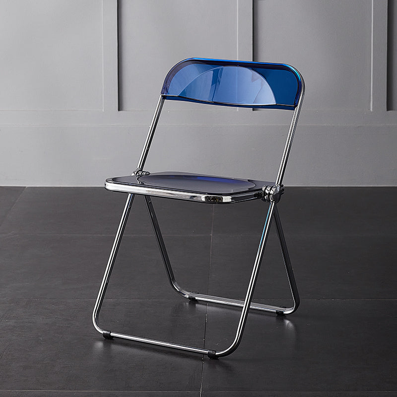 Foldable Dining Side Chair Open Back Armless Single Dining Chair with Metal Legs Dark Blue Clearhalo ' kitchen&dining_furn' 'Dining Chairs' 'Dining Tables & Seating' 'dining_chair' 'furn' 'furn_dining_chair' 'Furniture' 'furniture_dining_chair' 'Kitchen & Dining Furniture' 'kitchen' 4118398