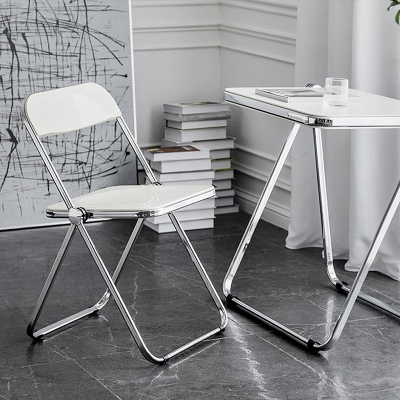 Foldable Dining Side Chair Open Back Armless Single Dining Chair with Metal Legs Clearhalo ' kitchen&dining_furn' 'Dining Chairs' 'Dining Tables & Seating' 'dining_chair' 'furn' 'furn_dining_chair' 'Furniture' 'furniture_dining_chair' 'Kitchen & Dining Furniture' 'kitchen' 4118399