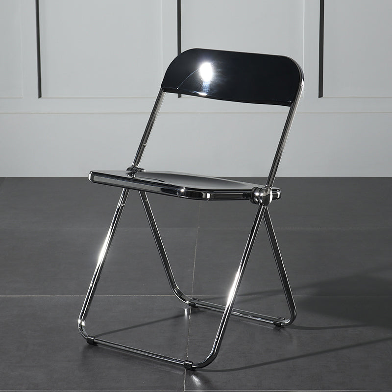 Foldable Dining Side Chair Open Back Armless Single Dining Chair with Metal Legs Black Clearhalo ' kitchen&dining_furn' 'Dining Chairs' 'Dining Tables & Seating' 'dining_chair' 'furn' 'furn_dining_chair' 'Furniture' 'furniture_dining_chair' 'Kitchen & Dining Furniture' 'kitchen' 4118402