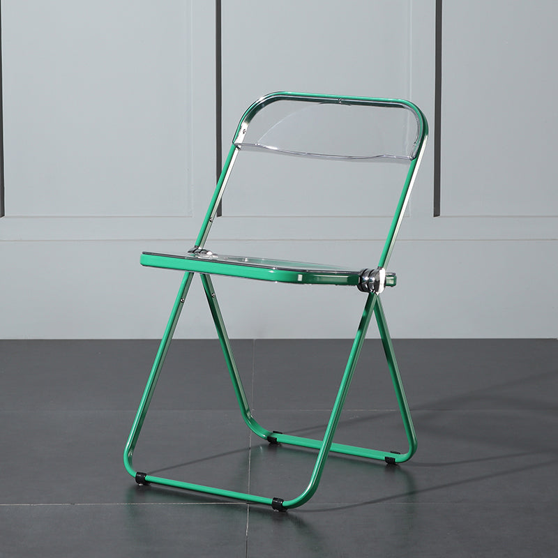 Foldable Dining Side Chair Open Back Armless Single Dining Chair with Metal Legs Light Blue-Clear Clearhalo ' kitchen&dining_furn' 'Dining Chairs' 'Dining Tables & Seating' 'dining_chair' 'furn' 'furn_dining_chair' 'Furniture' 'furniture_dining_chair' 'Kitchen & Dining Furniture' 'kitchen' 4118408