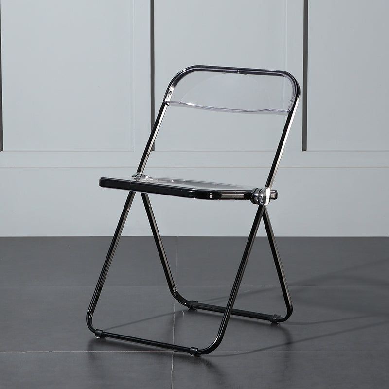 Foldable Dining Side Chair Open Back Armless Single Dining Chair with Metal Legs Black Clear Clearhalo ' kitchen&dining_furn' 'Dining Chairs' 'Dining Tables & Seating' 'dining_chair' 'furn' 'furn_dining_chair' 'Furniture' 'furniture_dining_chair' 'Kitchen & Dining Furniture' 'kitchen' 4118410