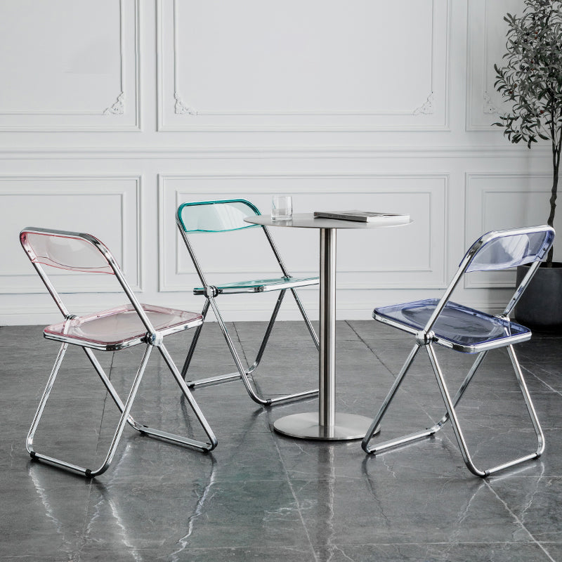 Foldable Dining Side Chair Open Back Armless Single Dining Chair with Metal Legs Clearhalo ' kitchen&dining_furn' 'Dining Chairs' 'Dining Tables & Seating' 'dining_chair' 'furn' 'furn_dining_chair' 'Furniture' 'furniture_dining_chair' 'Kitchen & Dining Furniture' 'kitchen' 4118414