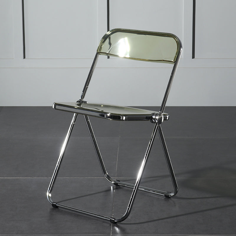 Foldable Dining Side Chair Open Back Armless Single Dining Chair with Metal Legs Green Clearhalo ' kitchen&dining_furn' 'Dining Chairs' 'Dining Tables & Seating' 'dining_chair' 'furn' 'furn_dining_chair' 'Furniture' 'furniture_dining_chair' 'Kitchen & Dining Furniture' 'kitchen' 4118415