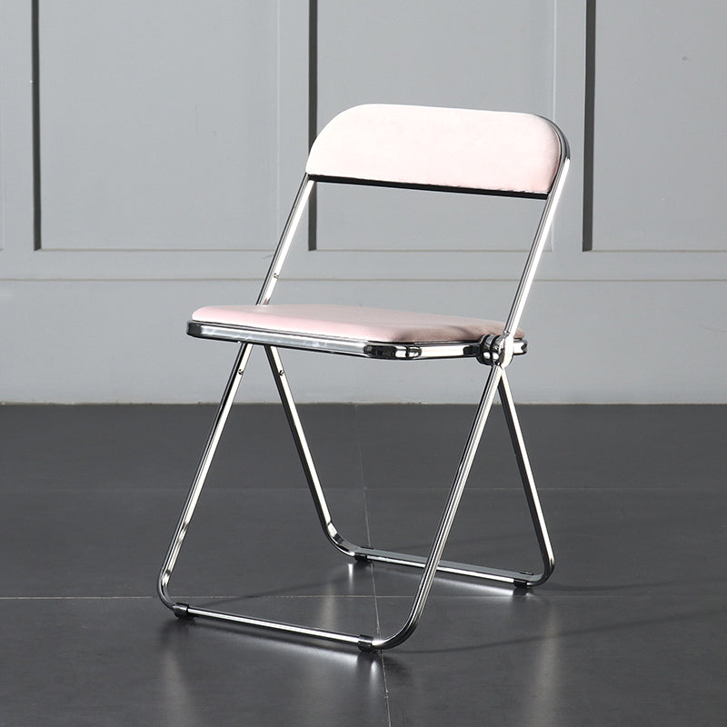 Foldable Dining Side Chair Open Back Armless Single Dining Chair with Metal Legs Pink Clearhalo ' kitchen&dining_furn' 'Dining Chairs' 'Dining Tables & Seating' 'dining_chair' 'furn' 'furn_dining_chair' 'Furniture' 'furniture_dining_chair' 'Kitchen & Dining Furniture' 'kitchen' 4118418