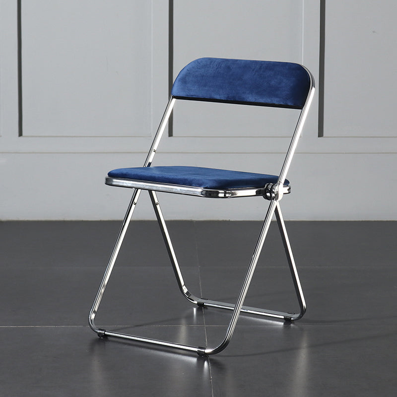 Foldable Dining Side Chair Open Back Armless Single Dining Chair with Metal Legs Royal Blue Clearhalo ' kitchen&dining_furn' 'Dining Chairs' 'Dining Tables & Seating' 'dining_chair' 'furn' 'furn_dining_chair' 'Furniture' 'furniture_dining_chair' 'Kitchen & Dining Furniture' 'kitchen' 4118421