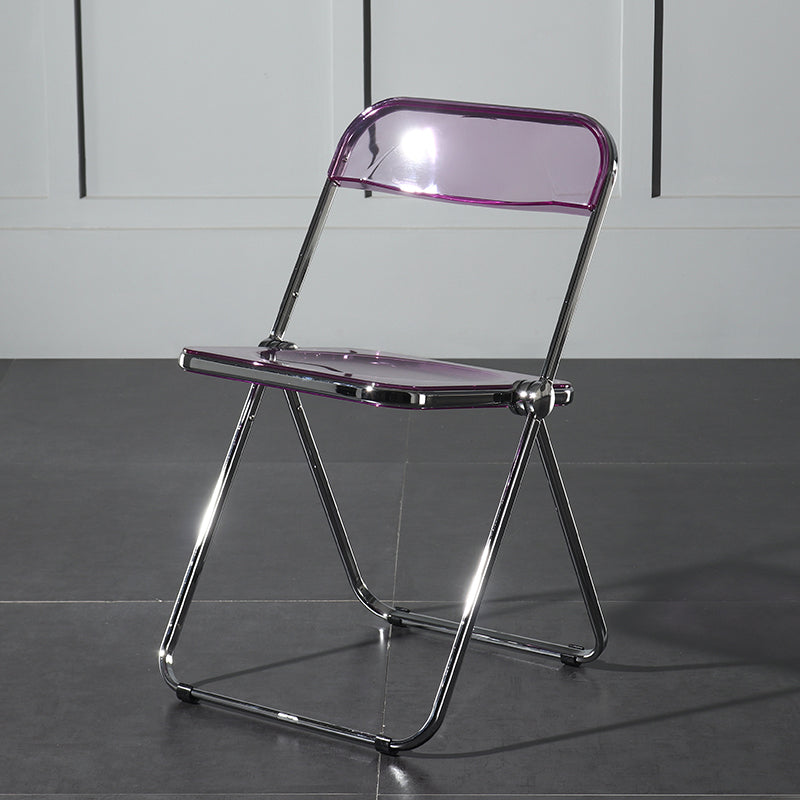 Foldable Dining Side Chair Open Back Armless Single Dining Chair with Metal Legs Purple Clearhalo ' kitchen&dining_furn' 'Dining Chairs' 'Dining Tables & Seating' 'dining_chair' 'furn' 'furn_dining_chair' 'Furniture' 'furniture_dining_chair' 'Kitchen & Dining Furniture' 'kitchen' 4118422