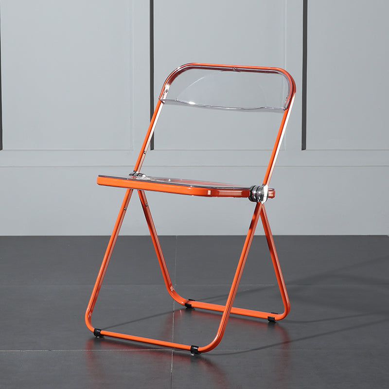 Foldable Dining Side Chair Open Back Armless Single Dining Chair with Metal Legs Red Clear Clearhalo ' kitchen&dining_furn' 'Dining Chairs' 'Dining Tables & Seating' 'dining_chair' 'furn' 'furn_dining_chair' 'Furniture' 'furniture_dining_chair' 'Kitchen & Dining Furniture' 'kitchen' 4118423