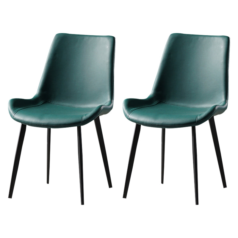 Nordic Style Metal Dining Side Chair Armless Dining Side Chair for Kitchen Dark Green 2 Piece Set Black Clearhalo ' kitchen&dining_furn' 'Dining Chairs' 'Dining Tables & Seating' 'dining_chair' 'furn' 'furn_dining_chair' 'Furniture' 'furniture_dining_chair' 'Kitchen & Dining Furniture' 'kitchen' 4118477