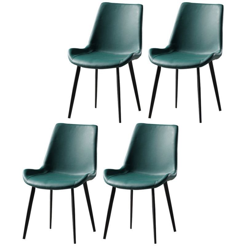 Nordic Style Metal Dining Side Chair Armless Dining Side Chair for Kitchen Dark Green 4 Piece Set Black Clearhalo ' kitchen&dining_furn' 'Dining Chairs' 'Dining Tables & Seating' 'dining_chair' 'furn' 'furn_dining_chair' 'Furniture' 'furniture_dining_chair' 'Kitchen & Dining Furniture' 'kitchen' 4118478