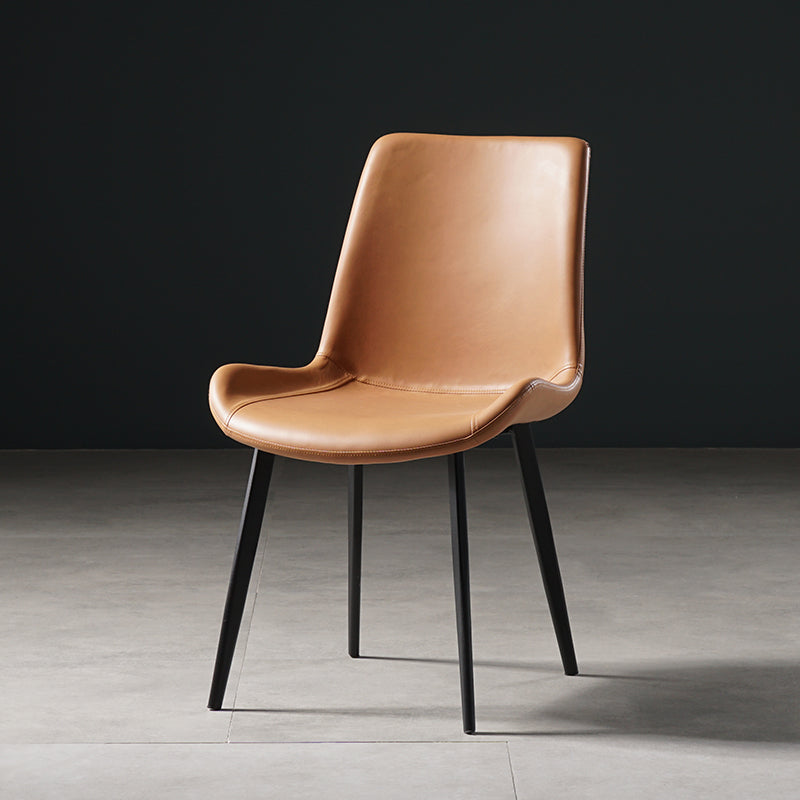 Nordic Style Metal Dining Side Chair Armless Dining Side Chair for Kitchen Light Brown 1 Piece Black Clearhalo ' kitchen&dining_furn' 'Dining Chairs' 'Dining Tables & Seating' 'dining_chair' 'furn' 'furn_dining_chair' 'Furniture' 'furniture_dining_chair' 'Kitchen & Dining Furniture' 'kitchen' 4118480