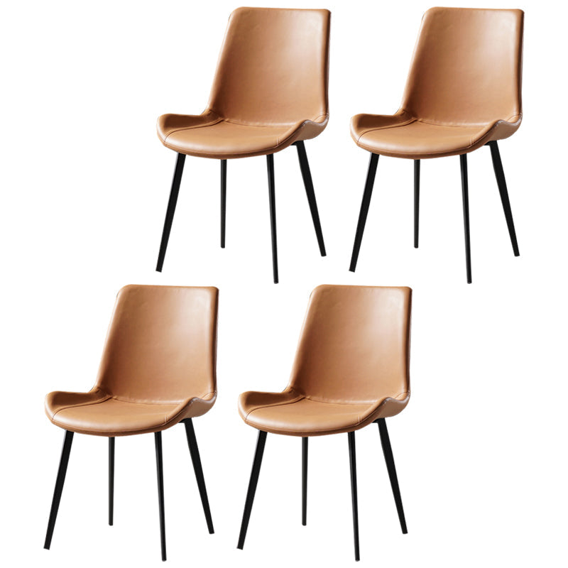 Nordic Style Metal Dining Side Chair Armless Dining Side Chair for Kitchen Light Brown 4 Piece Set Black Clearhalo ' kitchen&dining_furn' 'Dining Chairs' 'Dining Tables & Seating' 'dining_chair' 'furn' 'furn_dining_chair' 'Furniture' 'furniture_dining_chair' 'Kitchen & Dining Furniture' 'kitchen' 4118484