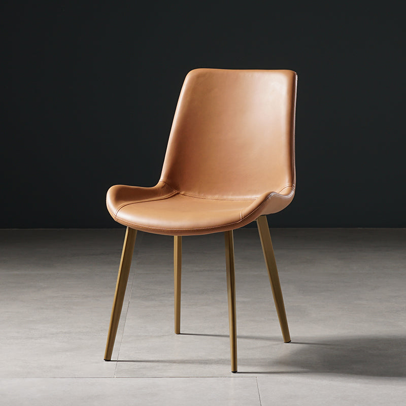 Nordic Style Metal Dining Side Chair Armless Dining Side Chair for Kitchen Light Brown 1 Piece Brass Gold Clearhalo ' kitchen&dining_furn' 'Dining Chairs' 'Dining Tables & Seating' 'dining_chair' 'furn' 'furn_dining_chair' 'Furniture' 'furniture_dining_chair' 'Kitchen & Dining Furniture' 'kitchen' 4118487