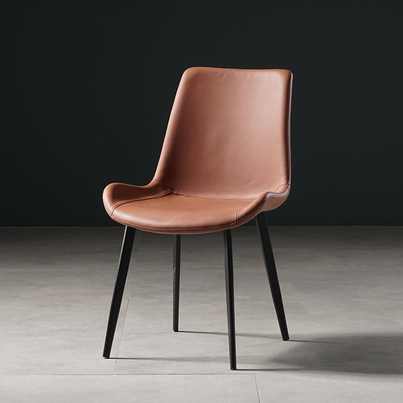 Nordic Style Metal Dining Side Chair Armless Dining Side Chair for Kitchen Dark Brown 1 Piece Black Clearhalo ' kitchen&dining_furn' 'Dining Chairs' 'Dining Tables & Seating' 'dining_chair' 'furn' 'furn_dining_chair' 'Furniture' 'furniture_dining_chair' 'Kitchen & Dining Furniture' 'kitchen' 4118493