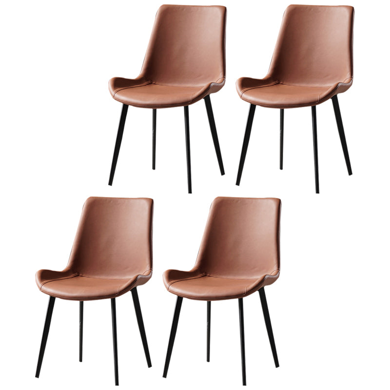 Nordic Style Metal Dining Side Chair Armless Dining Side Chair for Kitchen Dark Brown 4 Piece Set Black Clearhalo ' kitchen&dining_furn' 'Dining Chairs' 'Dining Tables & Seating' 'dining_chair' 'furn' 'furn_dining_chair' 'Furniture' 'furniture_dining_chair' 'Kitchen & Dining Furniture' 'kitchen' 4118496