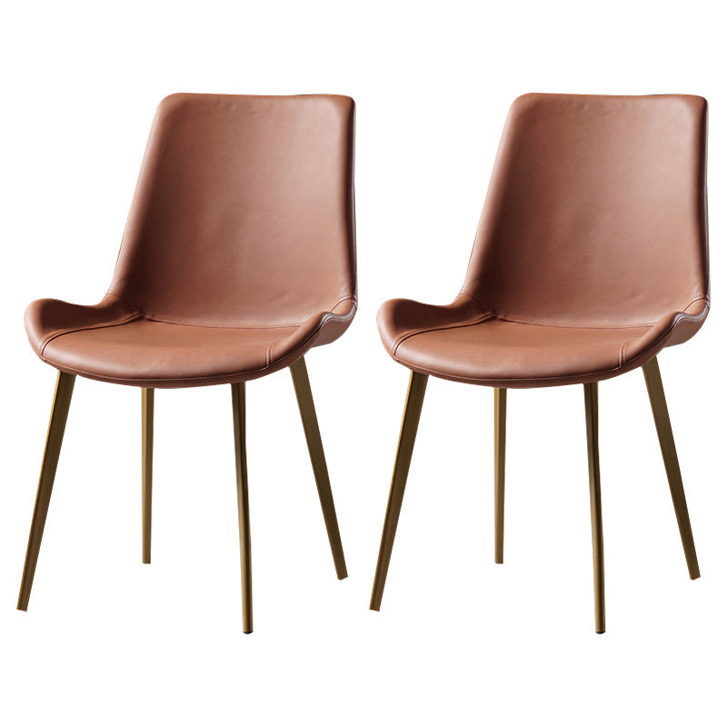 Nordic Style Metal Dining Side Chair Armless Dining Side Chair for Kitchen Dark Brown 2 Piece Set Brass Gold Clearhalo ' kitchen&dining_furn' 'Dining Chairs' 'Dining Tables & Seating' 'dining_chair' 'furn' 'furn_dining_chair' 'Furniture' 'furniture_dining_chair' 'Kitchen & Dining Furniture' 'kitchen' 4118498