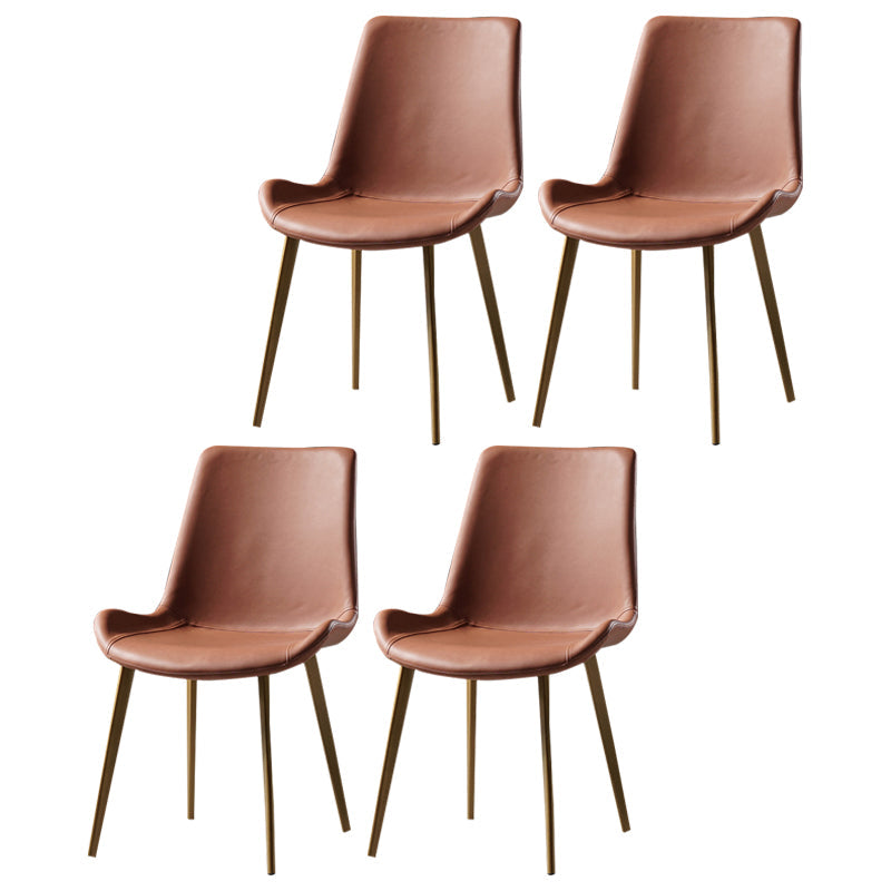 Nordic Style Metal Dining Side Chair Armless Dining Side Chair for Kitchen Dark Brown 4 Piece Set Brass Gold Clearhalo ' kitchen&dining_furn' 'Dining Chairs' 'Dining Tables & Seating' 'dining_chair' 'furn' 'furn_dining_chair' 'Furniture' 'furniture_dining_chair' 'Kitchen & Dining Furniture' 'kitchen' 4118499