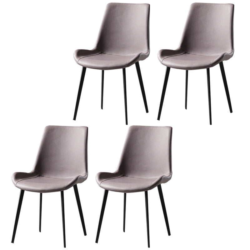 Nordic Style Metal Dining Side Chair Armless Dining Side Chair for Kitchen Light Purple 4 Piece Set Black Clearhalo ' kitchen&dining_furn' 'Dining Chairs' 'Dining Tables & Seating' 'dining_chair' 'furn' 'furn_dining_chair' 'Furniture' 'furniture_dining_chair' 'Kitchen & Dining Furniture' 'kitchen' 4118502