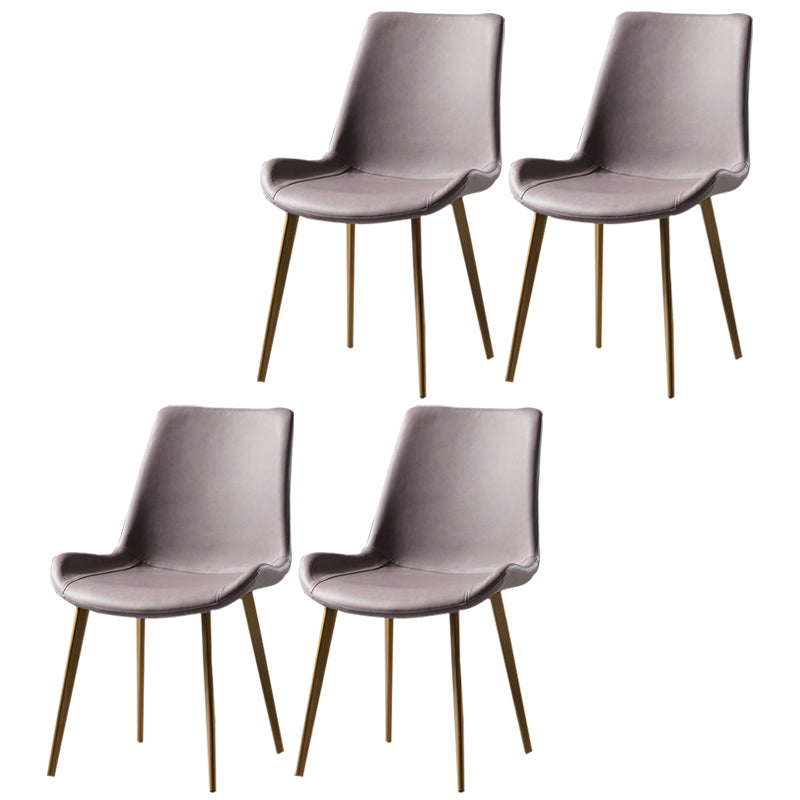 Nordic Style Metal Dining Side Chair Armless Dining Side Chair for Kitchen Light Purple 4 Piece Set Brass Gold Clearhalo ' kitchen&dining_furn' 'Dining Chairs' 'Dining Tables & Seating' 'dining_chair' 'furn' 'furn_dining_chair' 'Furniture' 'furniture_dining_chair' 'Kitchen & Dining Furniture' 'kitchen' 4118505
