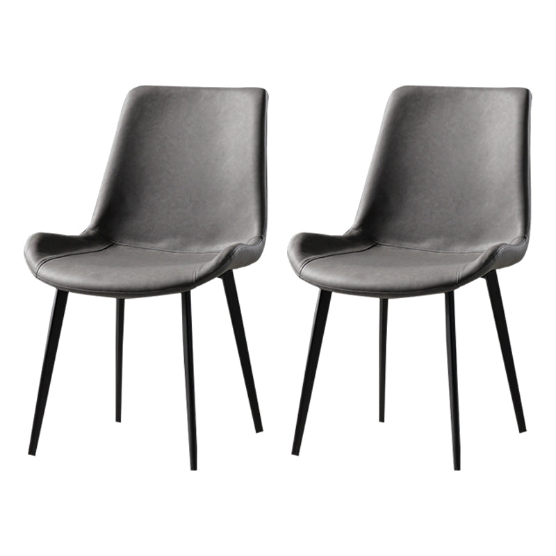 Nordic Style Metal Dining Side Chair Armless Dining Side Chair for Kitchen Dark Gray 2 Piece Set Black Clearhalo ' kitchen&dining_furn' 'Dining Chairs' 'Dining Tables & Seating' 'dining_chair' 'furn' 'furn_dining_chair' 'Furniture' 'furniture_dining_chair' 'Kitchen & Dining Furniture' 'kitchen' 4118507