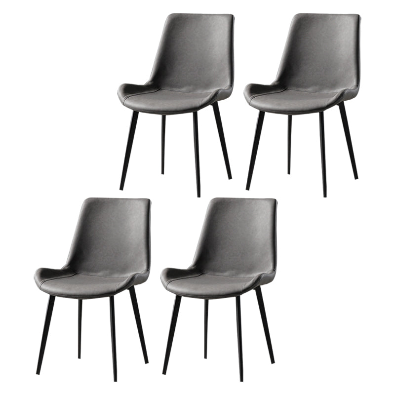 Nordic Style Metal Dining Side Chair Armless Dining Side Chair for Kitchen Dark Gray 4 Piece Set Black Clearhalo ' kitchen&dining_furn' 'Dining Chairs' 'Dining Tables & Seating' 'dining_chair' 'furn' 'furn_dining_chair' 'Furniture' 'furniture_dining_chair' 'Kitchen & Dining Furniture' 'kitchen' 4118508