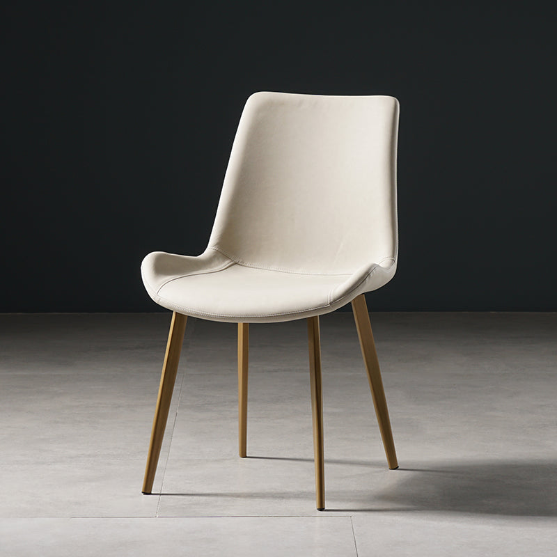 Nordic Style Metal Dining Side Chair Armless Dining Side Chair for Kitchen Off-White 1 Piece Brass Gold Clearhalo ' kitchen&dining_furn' 'Dining Chairs' 'Dining Tables & Seating' 'dining_chair' 'furn' 'furn_dining_chair' 'Furniture' 'furniture_dining_chair' 'Kitchen & Dining Furniture' 'kitchen' 4118518