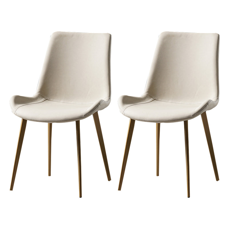 Nordic Style Metal Dining Side Chair Armless Dining Side Chair for Kitchen Off-White 2 Piece Set Brass Gold Clearhalo ' kitchen&dining_furn' 'Dining Chairs' 'Dining Tables & Seating' 'dining_chair' 'furn' 'furn_dining_chair' 'Furniture' 'furniture_dining_chair' 'Kitchen & Dining Furniture' 'kitchen' 4118519
