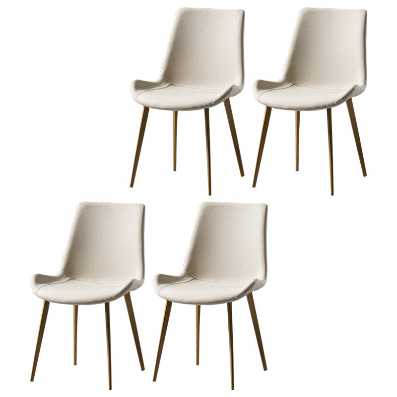 Nordic Style Metal Dining Side Chair Armless Dining Side Chair for Kitchen Off-White 4 Piece Set Brass Gold Clearhalo ' kitchen&dining_furn' 'Dining Chairs' 'Dining Tables & Seating' 'dining_chair' 'furn' 'furn_dining_chair' 'Furniture' 'furniture_dining_chair' 'Kitchen & Dining Furniture' 'kitchen' 4118520