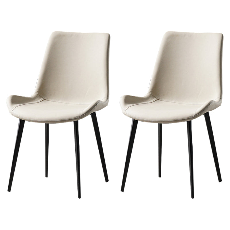 Nordic Style Metal Dining Side Chair Armless Dining Side Chair for Kitchen Off-White 2 Piece Set Black Clearhalo ' kitchen&dining_furn' 'Dining Chairs' 'Dining Tables & Seating' 'dining_chair' 'furn' 'furn_dining_chair' 'Furniture' 'furniture_dining_chair' 'Kitchen & Dining Furniture' 'kitchen' 4118522