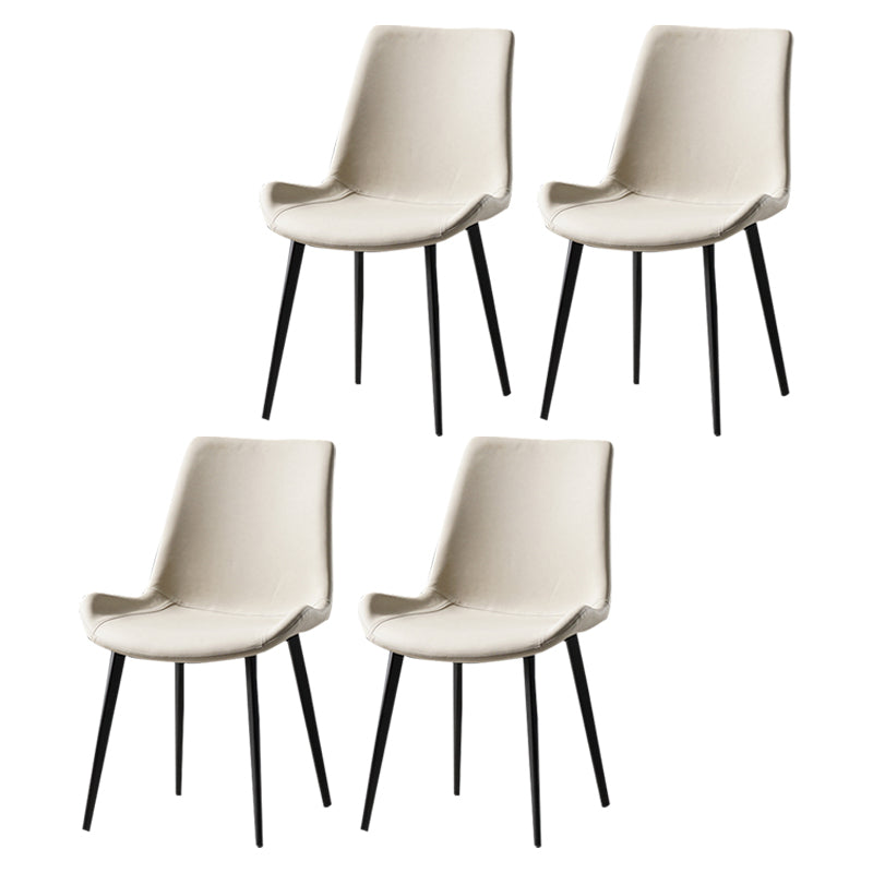 Nordic Style Metal Dining Side Chair Armless Dining Side Chair for Kitchen Off-White 4 Piece Set Black Clearhalo ' kitchen&dining_furn' 'Dining Chairs' 'Dining Tables & Seating' 'dining_chair' 'furn' 'furn_dining_chair' 'Furniture' 'furniture_dining_chair' 'Kitchen & Dining Furniture' 'kitchen' 4118523