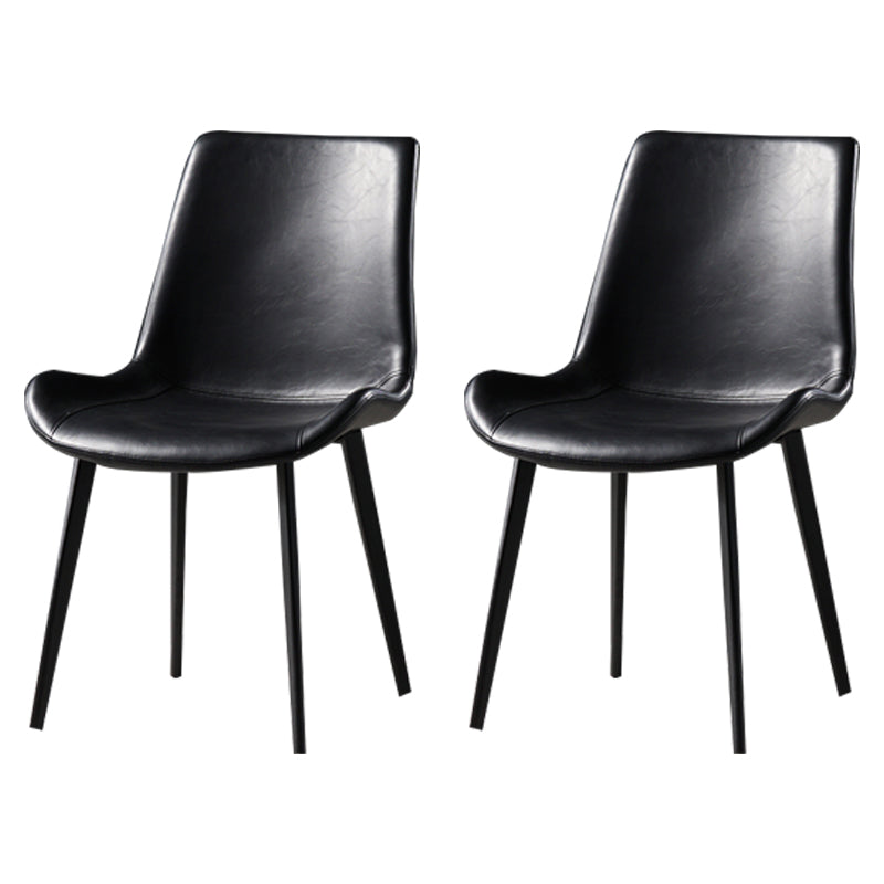 Nordic Style Metal Dining Side Chair Armless Dining Side Chair for Kitchen Black 2 Piece Set Black Clearhalo ' kitchen&dining_furn' 'Dining Chairs' 'Dining Tables & Seating' 'dining_chair' 'furn' 'furn_dining_chair' 'Furniture' 'furniture_dining_chair' 'Kitchen & Dining Furniture' 'kitchen' 4118525