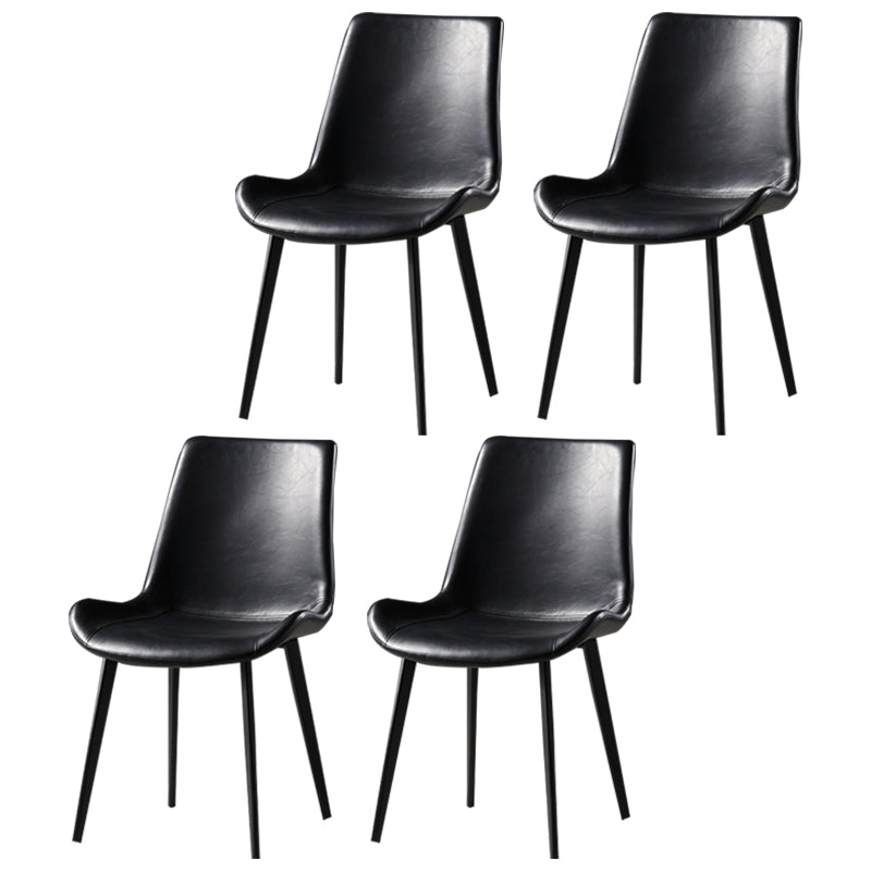 Nordic Style Metal Dining Side Chair Armless Dining Side Chair for Kitchen Black 4 Piece Set Black Clearhalo ' kitchen&dining_furn' 'Dining Chairs' 'Dining Tables & Seating' 'dining_chair' 'furn' 'furn_dining_chair' 'Furniture' 'furniture_dining_chair' 'Kitchen & Dining Furniture' 'kitchen' 4118526