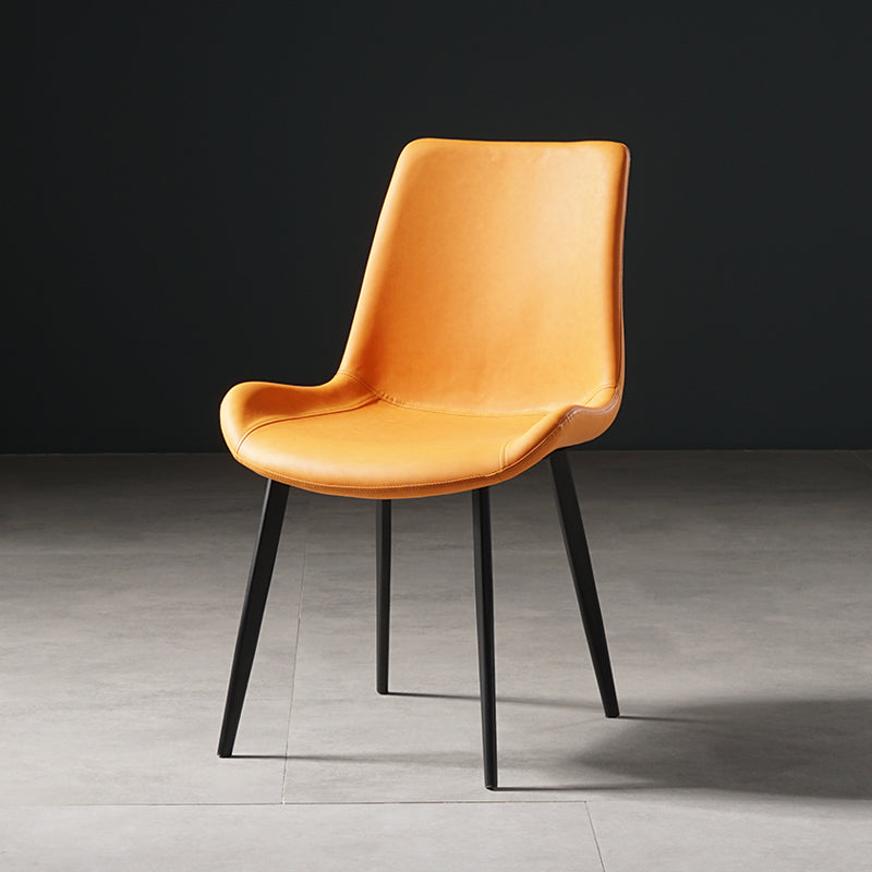 Nordic Style Metal Dining Side Chair Armless Dining Side Chair for Kitchen Orange 1 Piece Black Clearhalo ' kitchen&dining_furn' 'Dining Chairs' 'Dining Tables & Seating' 'dining_chair' 'furn' 'furn_dining_chair' 'Furniture' 'furniture_dining_chair' 'Kitchen & Dining Furniture' 'kitchen' 4118530