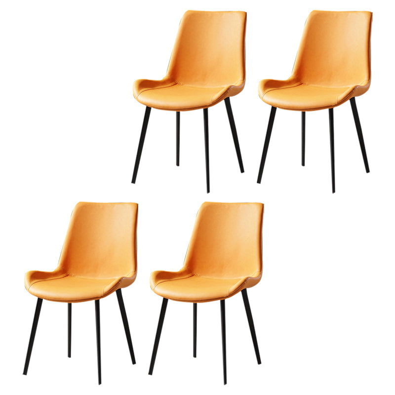 Nordic Style Metal Dining Side Chair Armless Dining Side Chair for Kitchen Orange 4 Piece Set Black Clearhalo ' kitchen&dining_furn' 'Dining Chairs' 'Dining Tables & Seating' 'dining_chair' 'furn' 'furn_dining_chair' 'Furniture' 'furniture_dining_chair' 'Kitchen & Dining Furniture' 'kitchen' 4118532