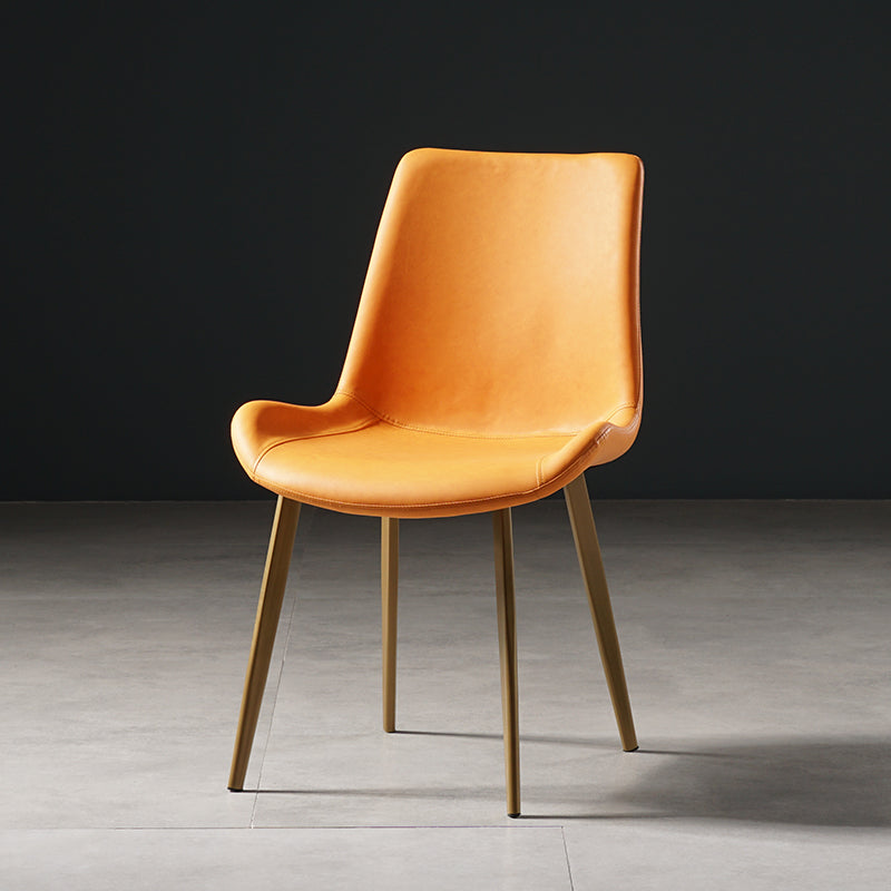 Nordic Style Metal Dining Side Chair Armless Dining Side Chair for Kitchen Orange 1 Piece Brass Gold Clearhalo ' kitchen&dining_furn' 'Dining Chairs' 'Dining Tables & Seating' 'dining_chair' 'furn' 'furn_dining_chair' 'Furniture' 'furniture_dining_chair' 'Kitchen & Dining Furniture' 'kitchen' 4118533
