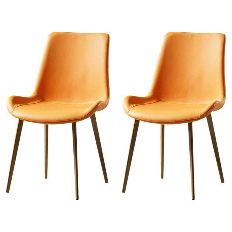 Nordic Style Metal Dining Side Chair Armless Dining Side Chair for Kitchen Orange 2 Piece Set Brass Gold Clearhalo ' kitchen&dining_furn' 'Dining Chairs' 'Dining Tables & Seating' 'dining_chair' 'furn' 'furn_dining_chair' 'Furniture' 'furniture_dining_chair' 'Kitchen & Dining Furniture' 'kitchen' 4118534