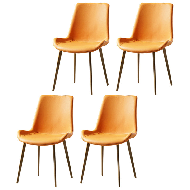 Nordic Style Metal Dining Side Chair Armless Dining Side Chair for Kitchen Orange 4 Piece Set Brass Gold Clearhalo ' kitchen&dining_furn' 'Dining Chairs' 'Dining Tables & Seating' 'dining_chair' 'furn' 'furn_dining_chair' 'Furniture' 'furniture_dining_chair' 'Kitchen & Dining Furniture' 'kitchen' 4118535