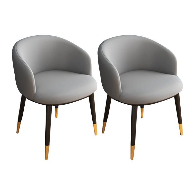 Glam Metal Dining Armless Chair Upholstered Dining Side Chair for Restaurant Grey 2 Piece Set Clearhalo ' kitchen&dining_furn' 'Dining Chairs' 'Dining Tables & Seating' 'dining_chair' 'furn' 'furn_dining_chair' 'Furniture' 'furniture_dining_chair' 'Kitchen & Dining Furniture' 'kitchen' 4118538