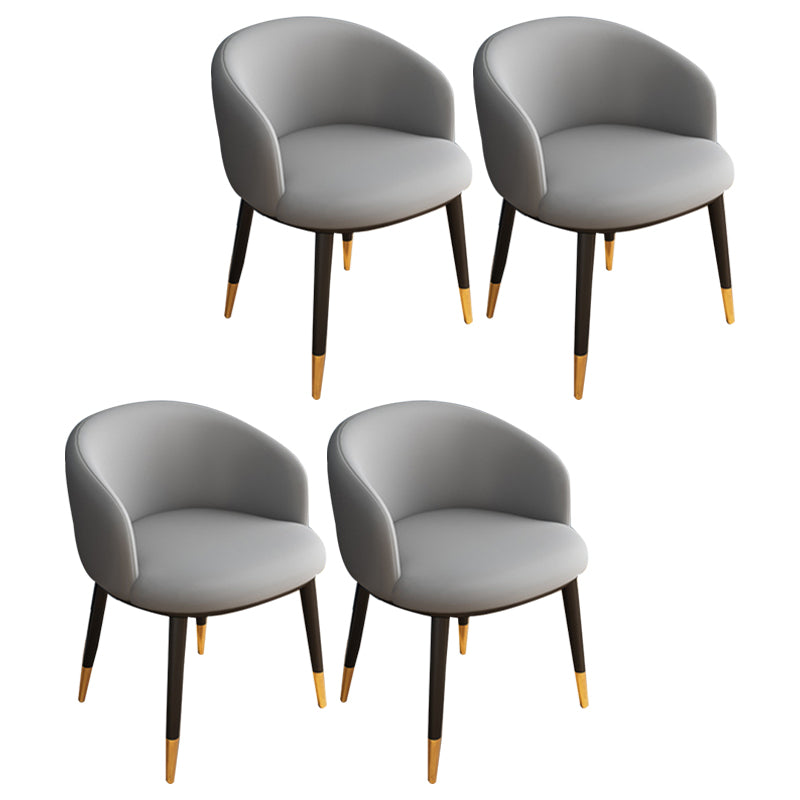 Glam Metal Dining Armless Chair Upholstered Dining Side Chair for Restaurant Grey 4 Piece Set Clearhalo ' kitchen&dining_furn' 'Dining Chairs' 'Dining Tables & Seating' 'dining_chair' 'furn' 'furn_dining_chair' 'Furniture' 'furniture_dining_chair' 'Kitchen & Dining Furniture' 'kitchen' 4118540