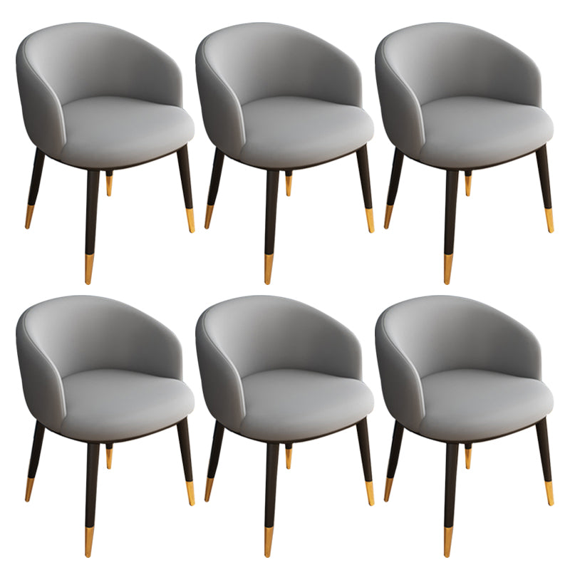 Glam Metal Dining Armless Chair Upholstered Dining Side Chair for Restaurant Grey 6 Piece Set Clearhalo ' kitchen&dining_furn' 'Dining Chairs' 'Dining Tables & Seating' 'dining_chair' 'furn' 'furn_dining_chair' 'Furniture' 'furniture_dining_chair' 'Kitchen & Dining Furniture' 'kitchen' 4118542