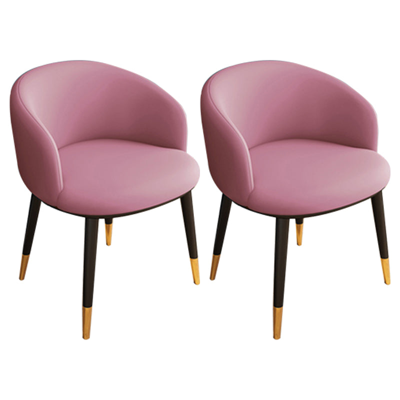 Glam Metal Dining Armless Chair Upholstered Dining Side Chair for Restaurant Pink 2 Piece Set Clearhalo ' kitchen&dining_furn' 'Dining Chairs' 'Dining Tables & Seating' 'dining_chair' 'furn' 'furn_dining_chair' 'Furniture' 'furniture_dining_chair' 'Kitchen & Dining Furniture' 'kitchen' 4118543